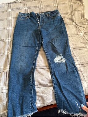 Levi's Straight-Leg Distressed Blue Denim Jeans